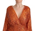 Aniye By Orange Sequined Long Sleeves Mini Sheath Wrap Dress