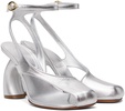 Silver Leather Heeled Sandals