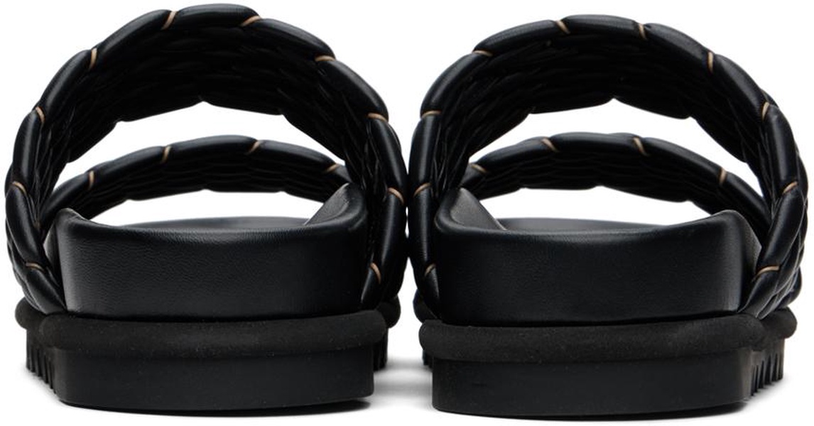 Black Leather Braided Sandals