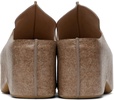 Beige Laminated Felt Platform Clogs