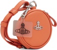 Orange Phone Lanyard Faux-Leather Pouch