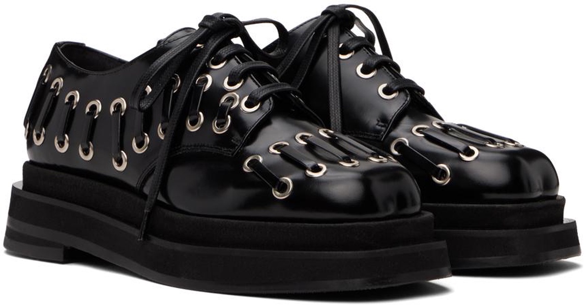 Black Heart Toe Platform Grommet Brogues