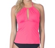 island goddess keyhole high neck tankini top in watermelon