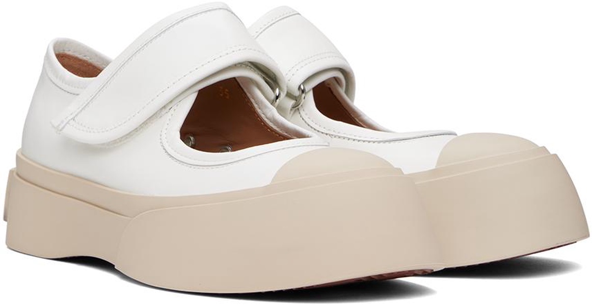 White Pablo Mary Jane Ballerina Flats