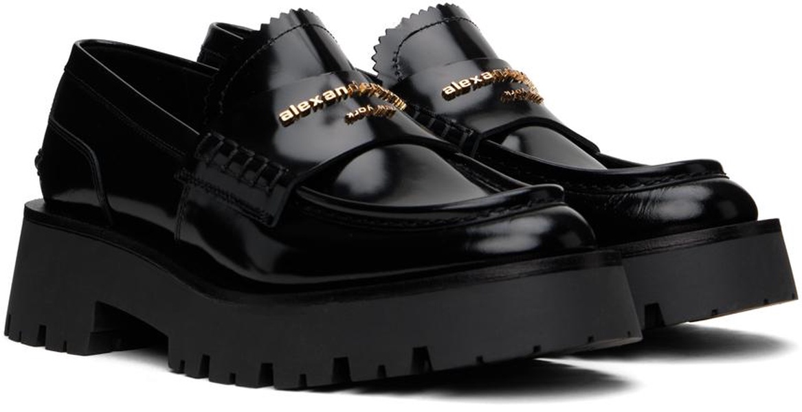 Black Carter Mid-Heel Lug Loafers