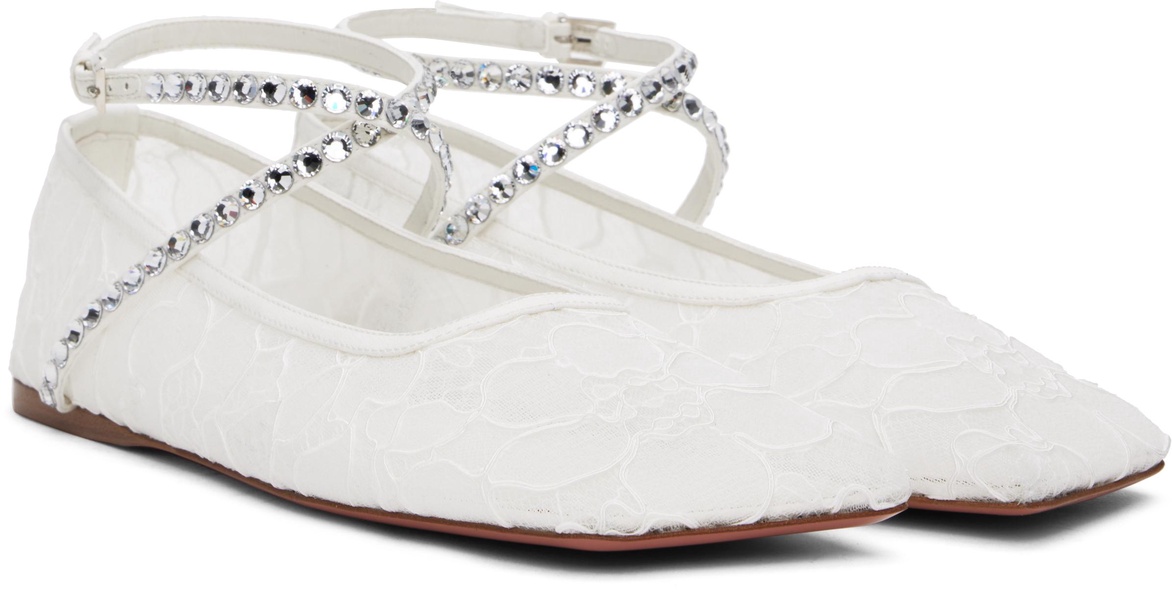 White Ane Lace Ballerina Flats