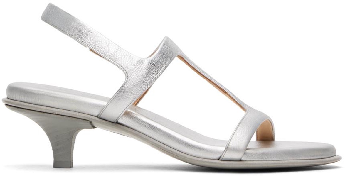 Silver Ciglio Heeled Sandals