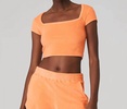 terry beachside short sleeve top in cantaloupe