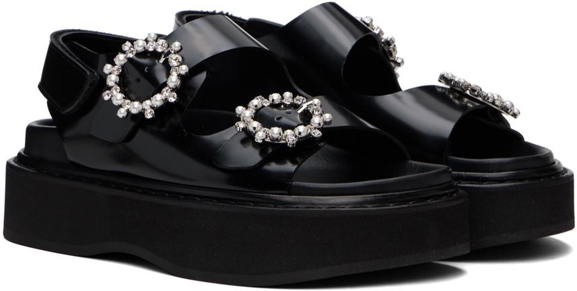 Black Beaded Platform Sandals