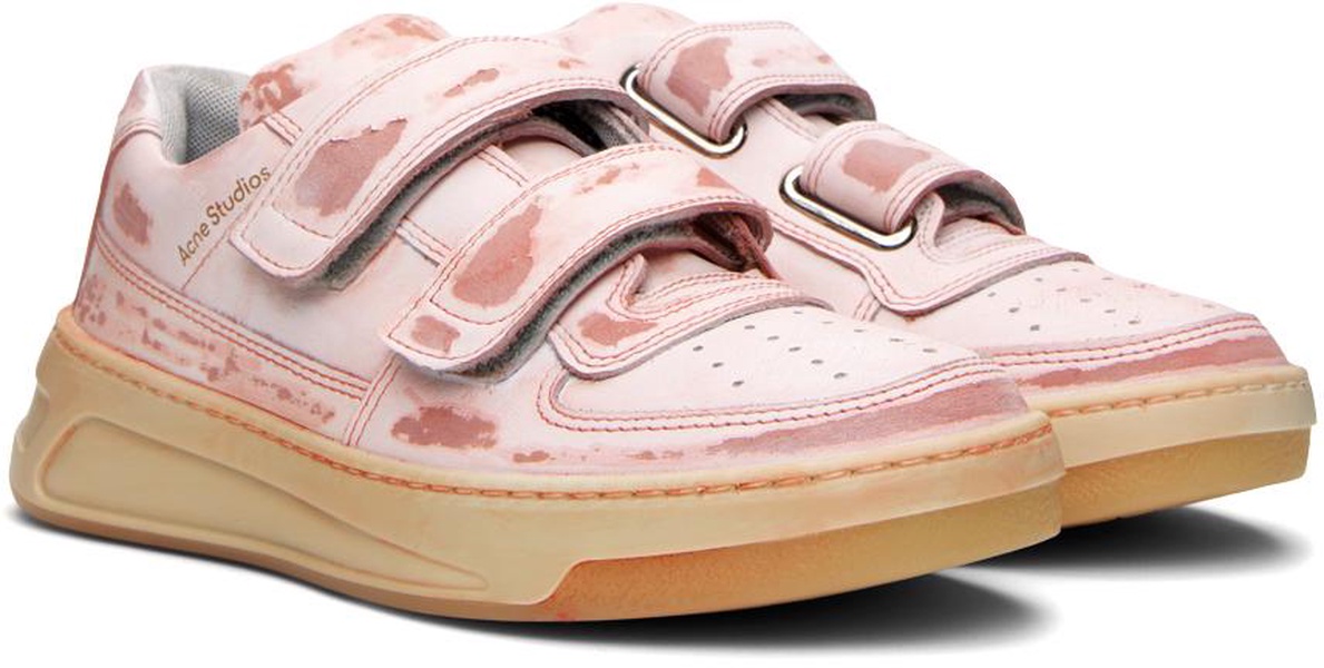 Pink Velcro Strap Sneakers