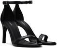 Black Skinny Strap Logo Heeled Sandals