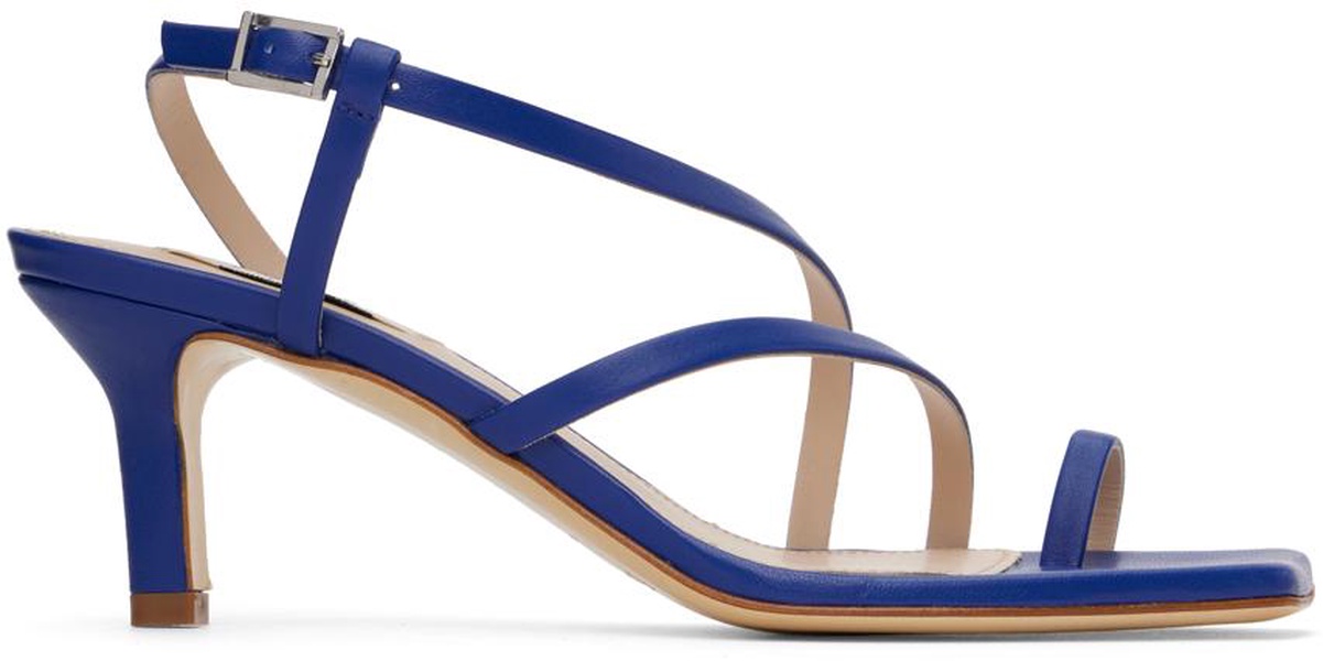 Blue Twist Strap Heeled Sandals