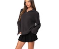 Women's Oversized Quarter Zip High Neck Rib Sweater