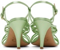 Green Leather Heeled Sandals