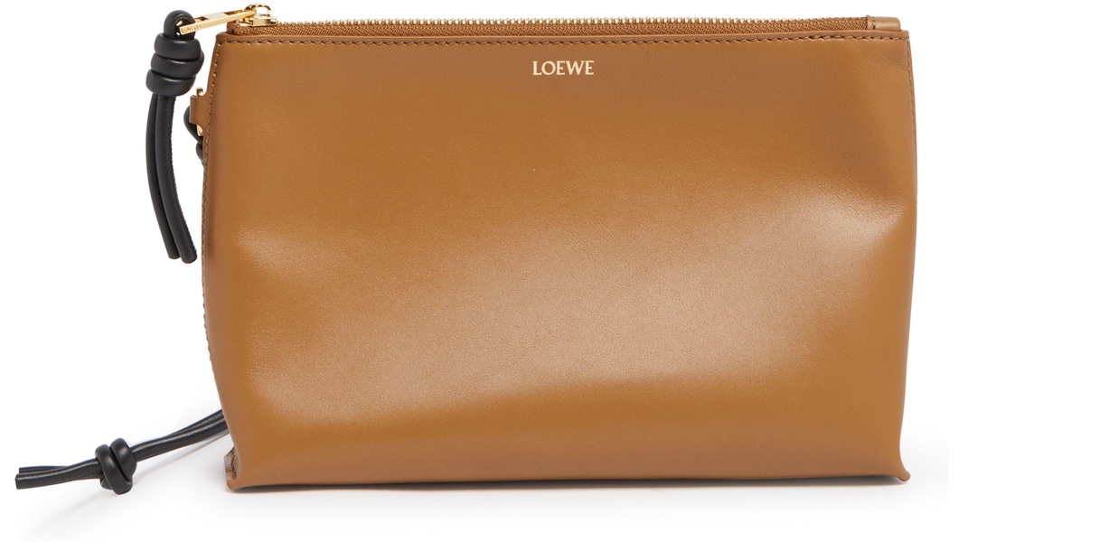 Knot T Pouch in shiny nappa calf leather