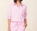 cropped poplin shirt in pink lavender