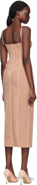 Beige Crystal Maxi Dress