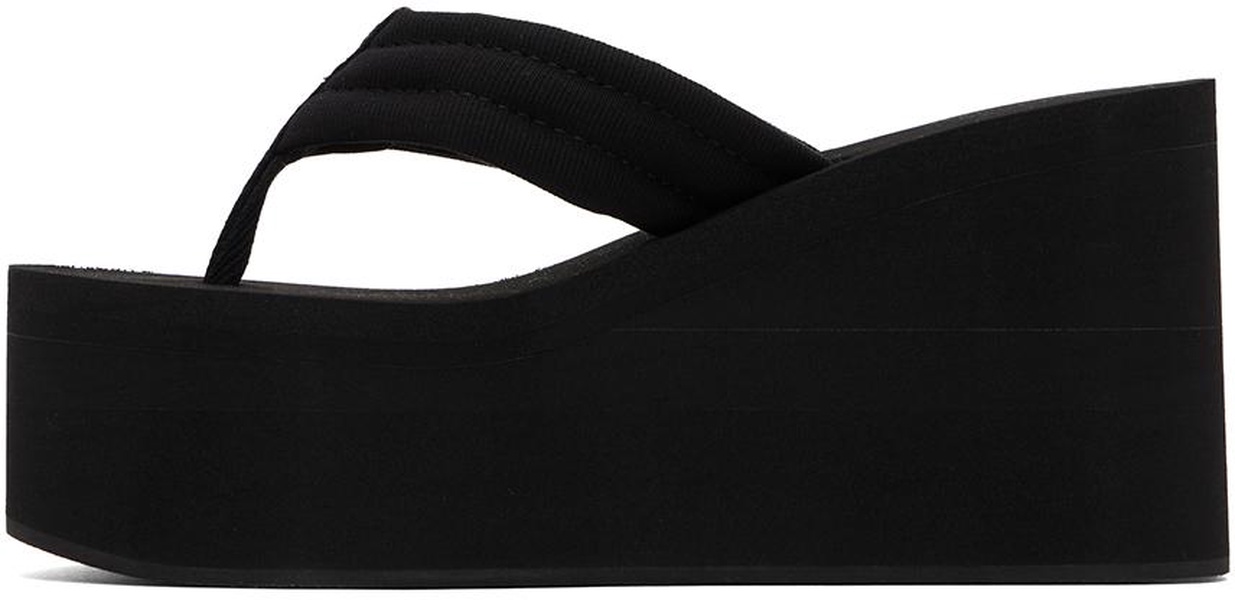 Black Branded Wedge Sandals