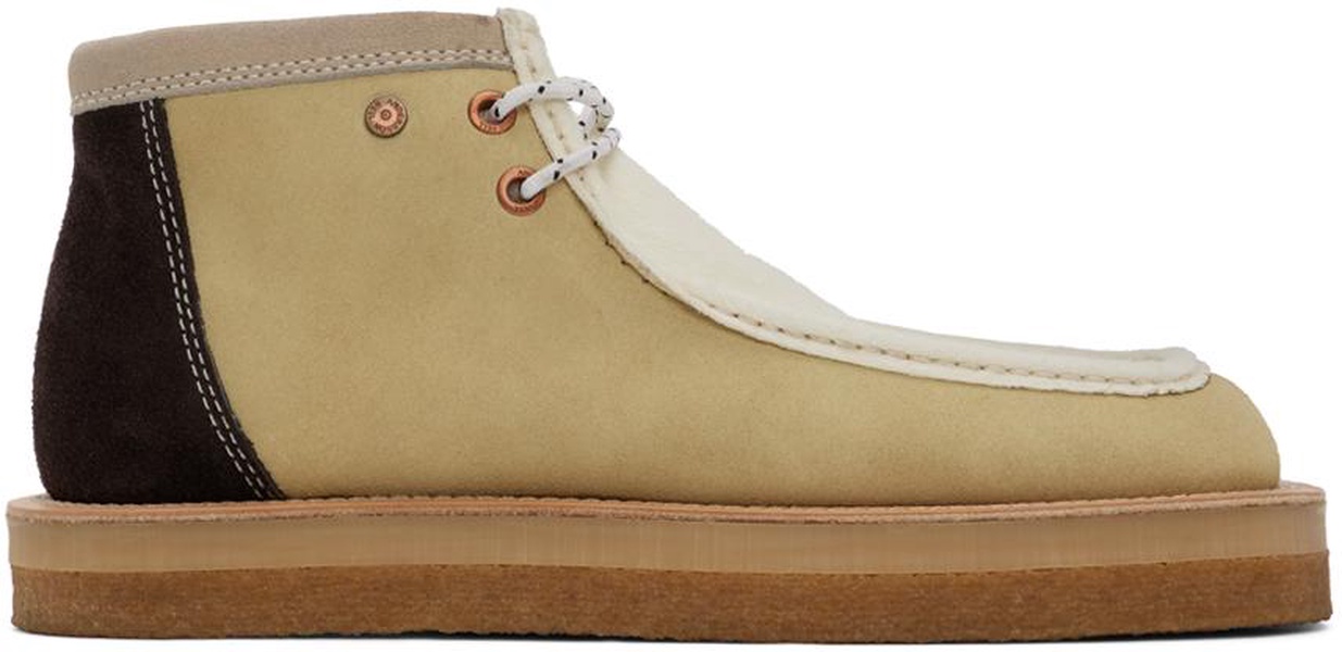 White & Beige Credose Desert Boots