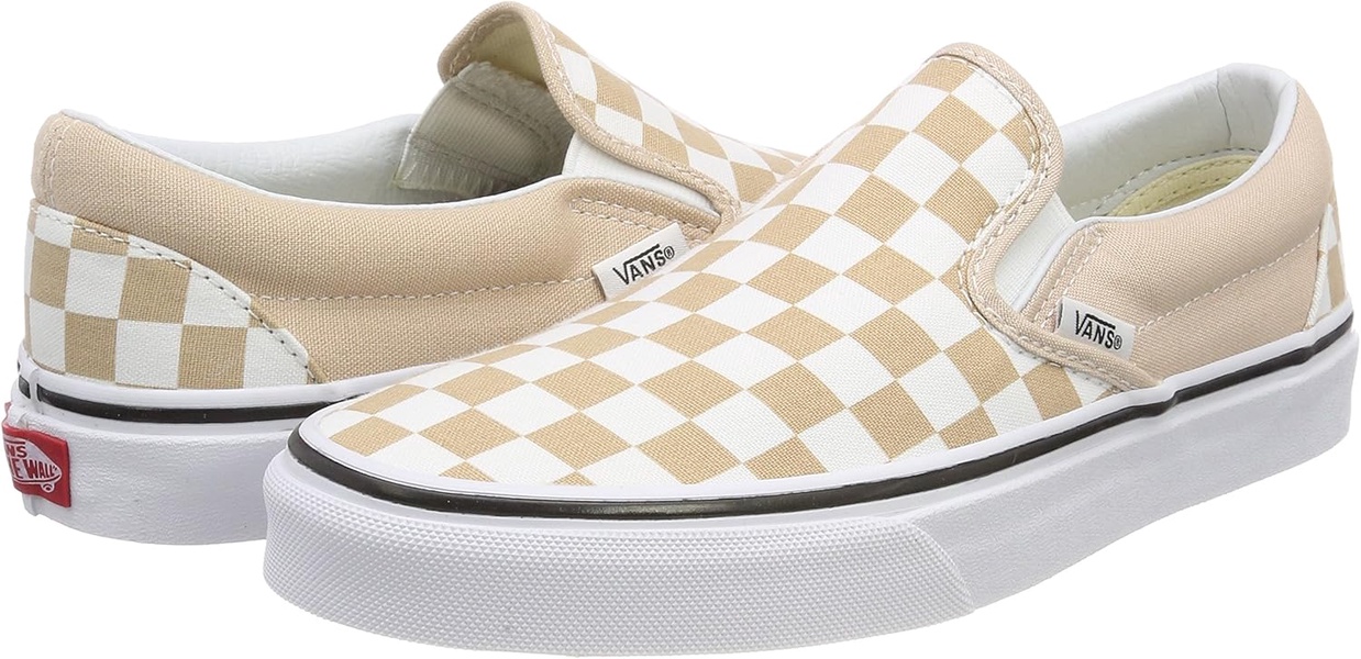 Vans Unisex Adults' Classic Slip on Trainers, Beige ((Checkerboard) Frappe/True White Qco), 4.5 UK 37 EU