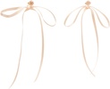 Beige & Pink Bow Ribbon Stud Earrings