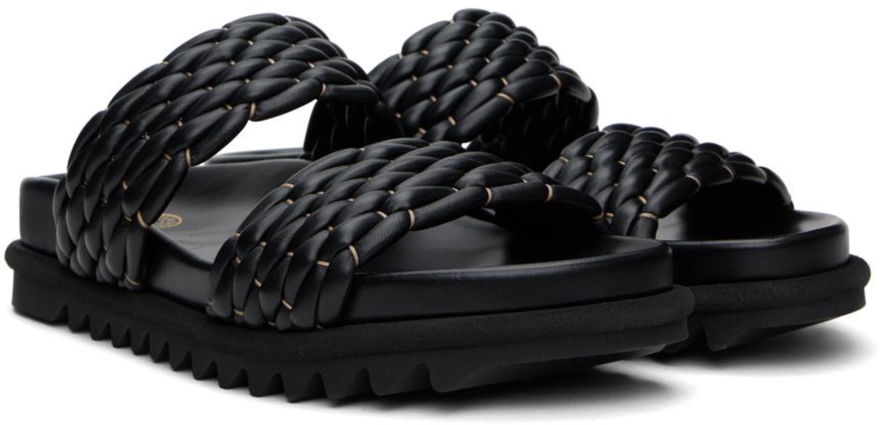 Black Leather Braided Sandals