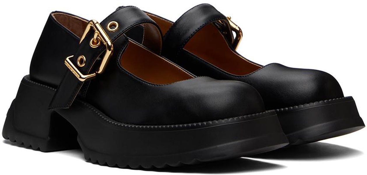 Black Leather Mary Jane Loafers