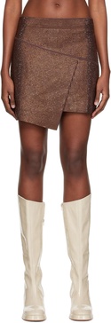 Brown Crystal-Cut Miniskirt