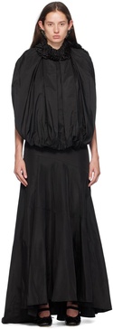 Black Open Back Bow Balloon Maxi Dress