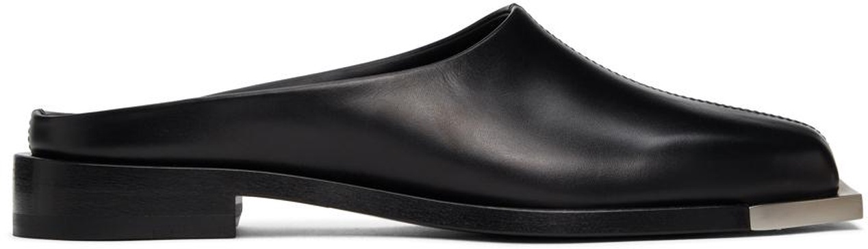 Black Metal Square Toe Loafers