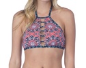 reversible medallion high neck bikini top in festival