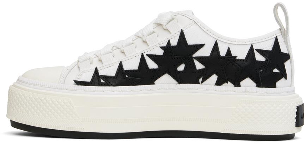 White & Black Stars Court Low Sneakers