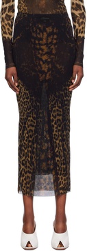 Brown Leopard Maxi Skirt