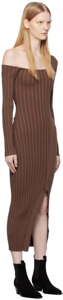 Brown Asymmetric Midi Dress