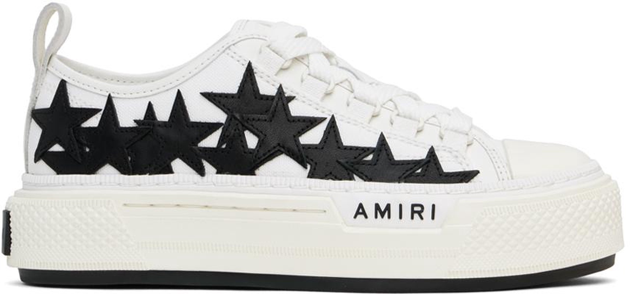 White & Black Stars Court Low Sneakers