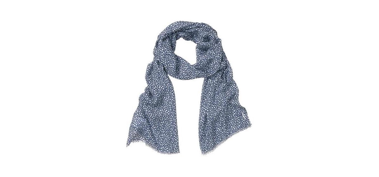 Pebble Print Scarf with Frayed Edge Trim