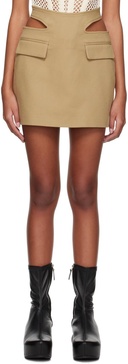 Khaki Y Front Buckle Miniskirt