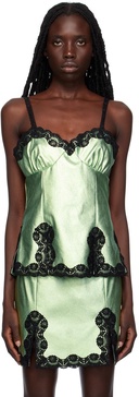 Green Metallic Faux-Leather Camisole