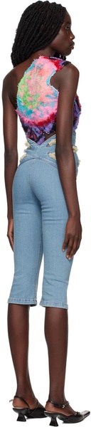 Blue Butterfly Waistband Capri Jeans