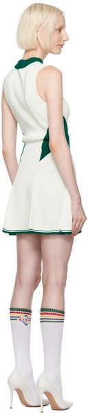 White & Green Draped Tennis Minidress