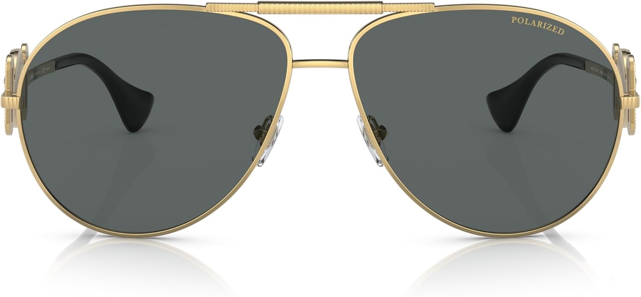 Versace Unisex Sunglasses Gold Frame, Polar Grey Lenses, 65MM