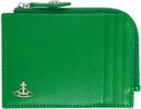 Green Re-Vegan Grain Zip Card Holder