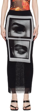 Black 'The Eyes And Lips' Maxi Skirt