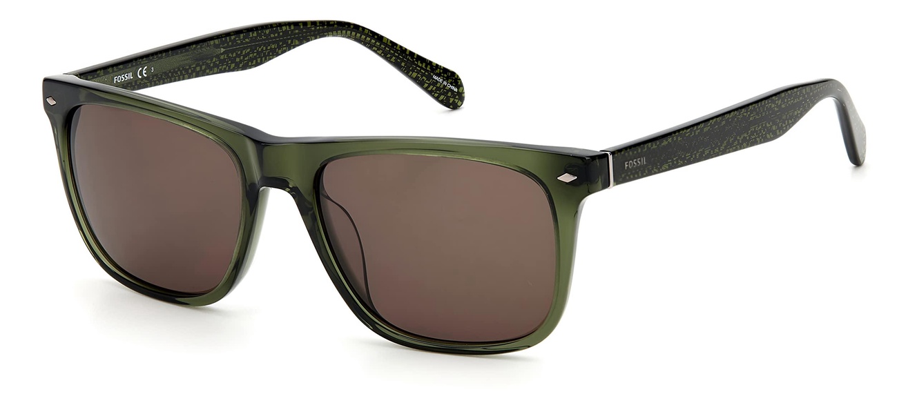 Fossil Men's Male Sunglasses Style FOS 2062/S Rectangular, Crystal Green/Brown, 54mm, 18mm