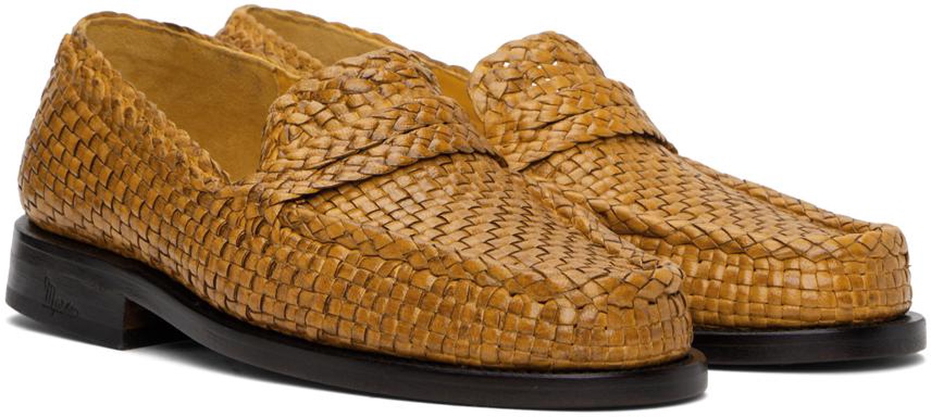 Orange Basket-Woven Loafers