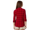 Long Sleeve Knit Plaid Roll Tab