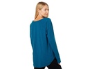 Slub Jersey Long Sleeve Open Neck Hi-Low Rib Mix Tunic