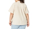 Plus Signature Poplin Short-Sleeve Button-Down Shirt in Leray Stripe