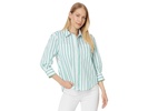 Button Front Shirt with 3/4 Sleeve Stretch Poplin