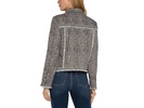 Trucker Jacket With Fray Seaming Boucle Knit